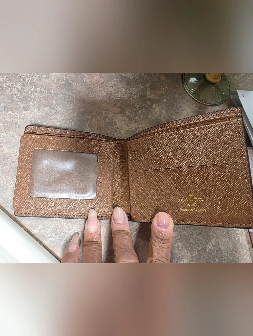 NEW Men Classic Brown Monogram Pattern Coated Bifold & Card Wallet w/ ID Window